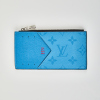 Louis Vuitton Coin Card Holder Monogram Canvas and Taiga Leather Lagoon Blue