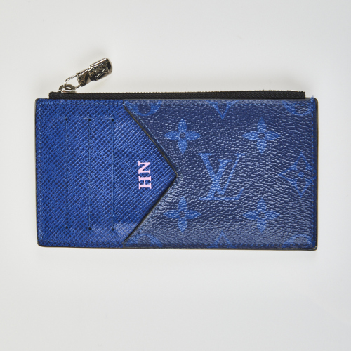 Louis Vuitton Coin Card Holder Monogram Canvas and Taiga Leather Cobalt Blue