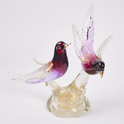 A Murano Art Glass Piece Of Two Birds