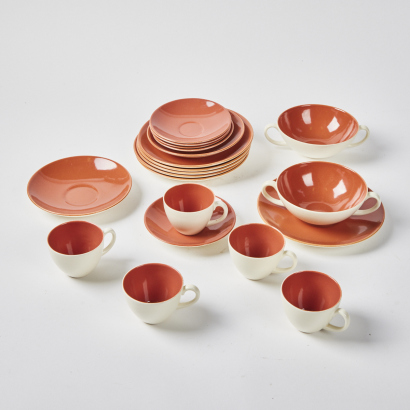 A Nineteen Piece Poole Twin Tone Tea Set