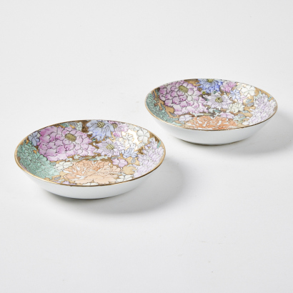 A Pair Of Floral Chinese Made Cloisonne Bowls