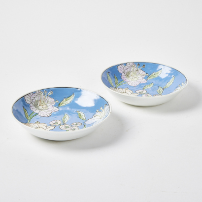 A Pair Of Floral Chinese Made Cloisonne Bowls
