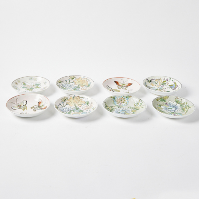 A Collection Of Eight Cloisonne Small Serving Bowls