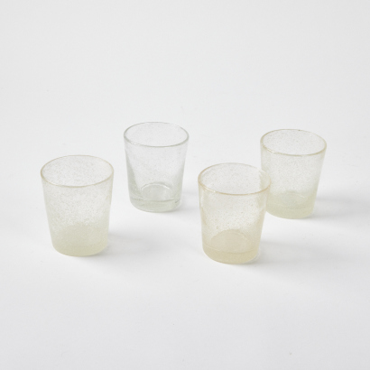 A Set Of Four Handblown Bubbly Glass Tumblers