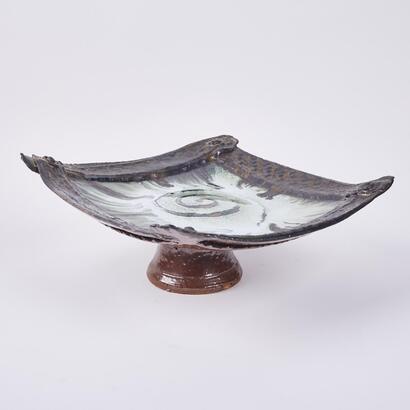 A High-Fired Ceramic Pedestal Platter By Claire Bryers