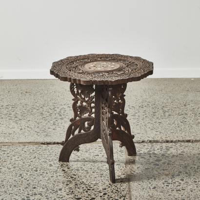 A Small Ornate Morrocan Inlay Side Table