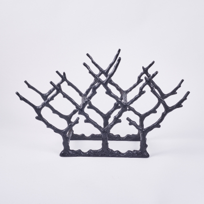 A Black Faux Bois Wine Rack