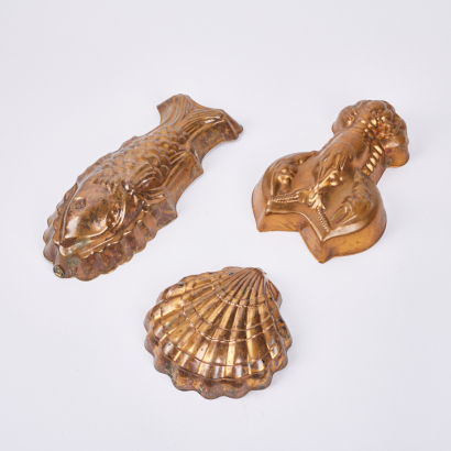 A Trio Of Vintage Copper Moulds