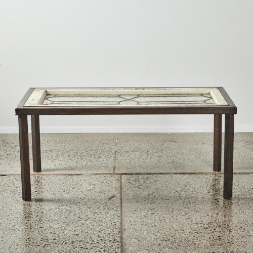 An Industrial Window Display Bench