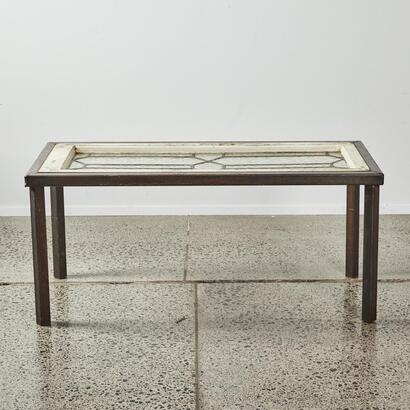 An Industrial Window Display Bench