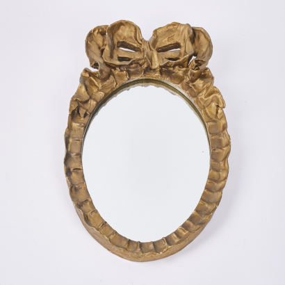A Vintage French Plaster Bow Mirror