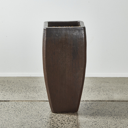 A Large Brown Ceramic Planter