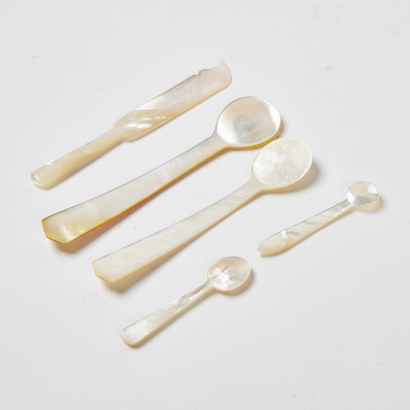 A Set Of Japanese Made Mother Of Pearl Spoonss