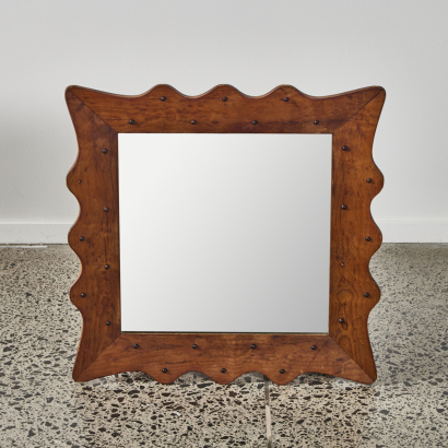 A Chapman Taylor Style Studded Wavy Mirror In Yew Wood