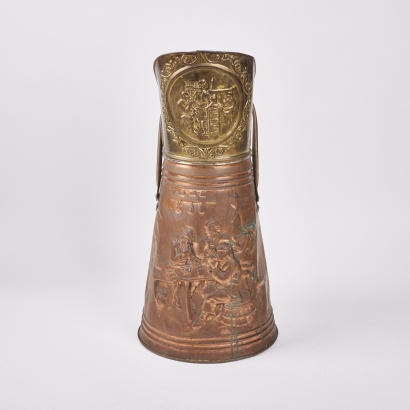 A Copper And Brass Coal Scuttle