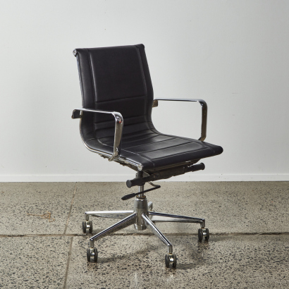An Eames Style Desk Chair In Black & Chrome