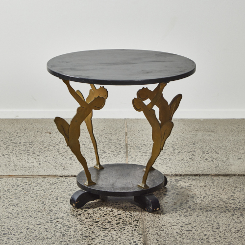 An Art Deco Side Table With Brass Female Form Legs By Dun Calf And Son