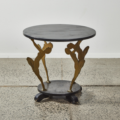 An Art Deco Side Table With Brass Female Form Legs By Dun Calf And Son