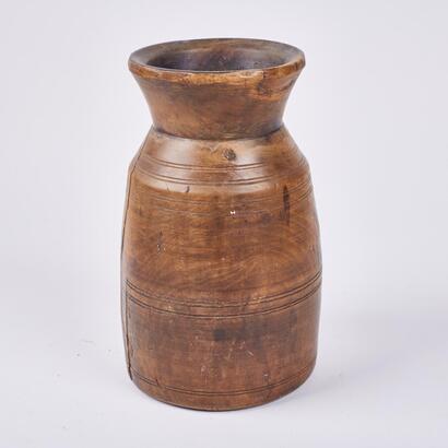 A Wooden Fluted Rim Vase