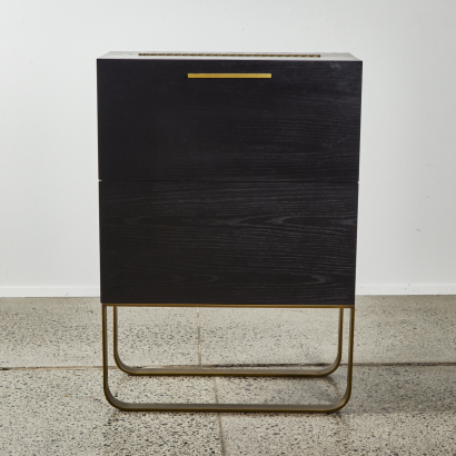 Designer Cocktail Cabinet In Black & Gold