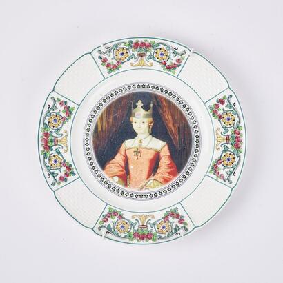 A Wedgwood Wall Plate with a Royal Figure Wearing a Burger King Crown