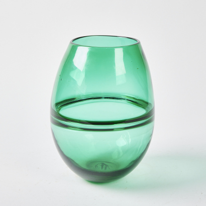 A Banded Green Art Glass Vase