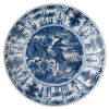 A Chinese Ming Dynasty Blue and White Plate with birds and flower pattern