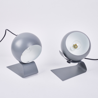 A Pair Of Grey Bedside Eyeball Lamps