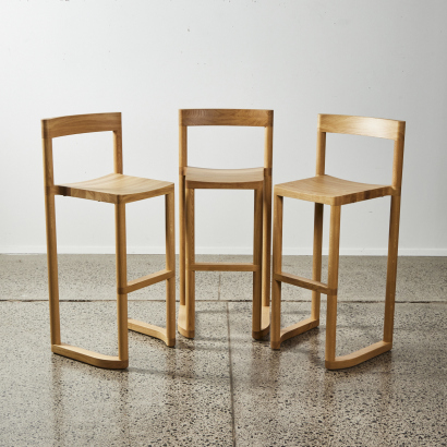 A Set Of Three Pier Stools Bar Height By Leonard Kadid Natural