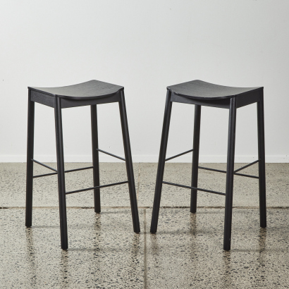 A Pair Of Tangerine Stools By Simon James Black