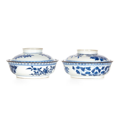Two Blue and White Lidded Bowls (Jin Tang Fa Ji Sealed Mark）