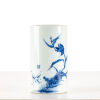 An Early Republican-era Blue and White Brush Pot with bird and flower pattern (Wangbu signature) - 3