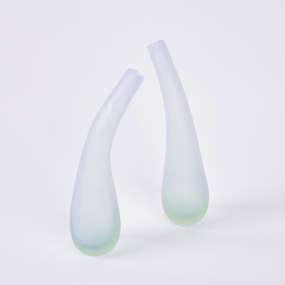 A Pair Of Handblown Sculptural Glass Vases