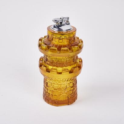 A Japanese Glass Castle Ashtray and Lighter