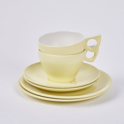 A Duraware Tea Cup & Saucer Set By Falcon In Yellow