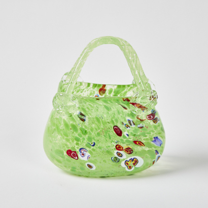 An Italian Murano Millefiori Hand Blown Art Glass Purse