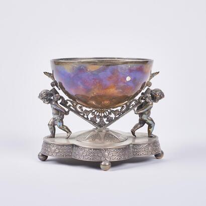 A Simpson Hall Miller & Co Quadruple Plate Ornate Raised Dish