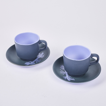 A Pair Of Crown Lynn Pines Cups And Saucers By Dorothy Thorpe