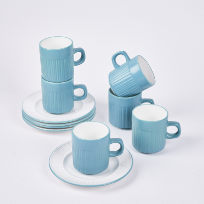 A Set Of Six Terra Stone Forma Coffee Cups And Saucers By Mikasa
