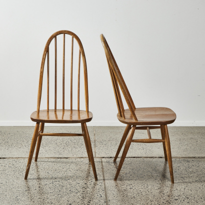 A Pair Of Elm Ercol Quaker Dining Chairs By Lucien Ercolani
