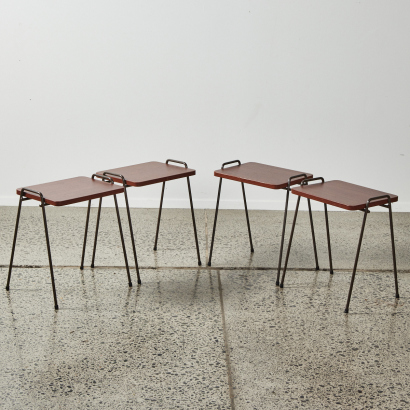 A Set Of Four Mid Century Stackable Side Tables