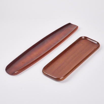 A Pair Of Brenda Bridget Mahogany Banquet Trays By Don Alexander