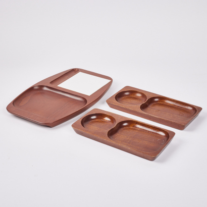 A Trio Of Vintage Wooden Cheese and Dips Platters