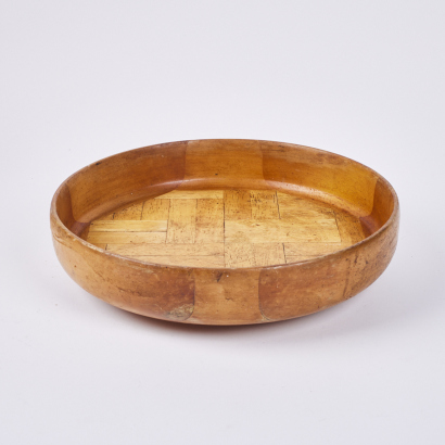 A Vintage Parquet Wood Fruit Bowl