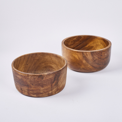 A Pair Of Large Hand Made Vintage Wooden Bowls