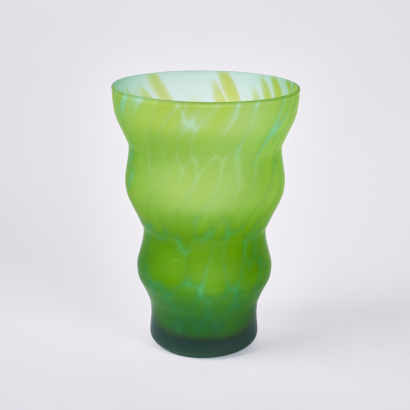 A Dappled Green Art Glass Vase