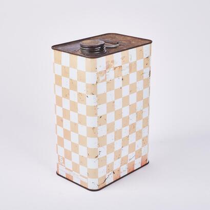 A Vintage Checkered Oil Tin
