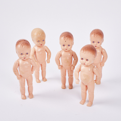 A Collection Of Five Vintage Styrene Dolls