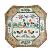 A Chinese 19th Century Famille Rose Rooster Square Dish