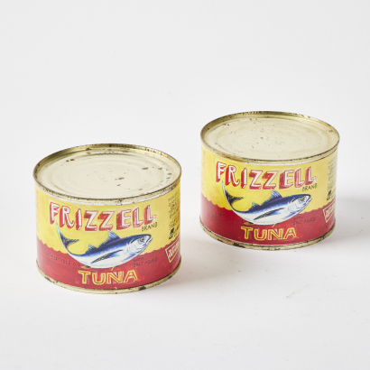A Pair Of Frizzell Tuna Cans